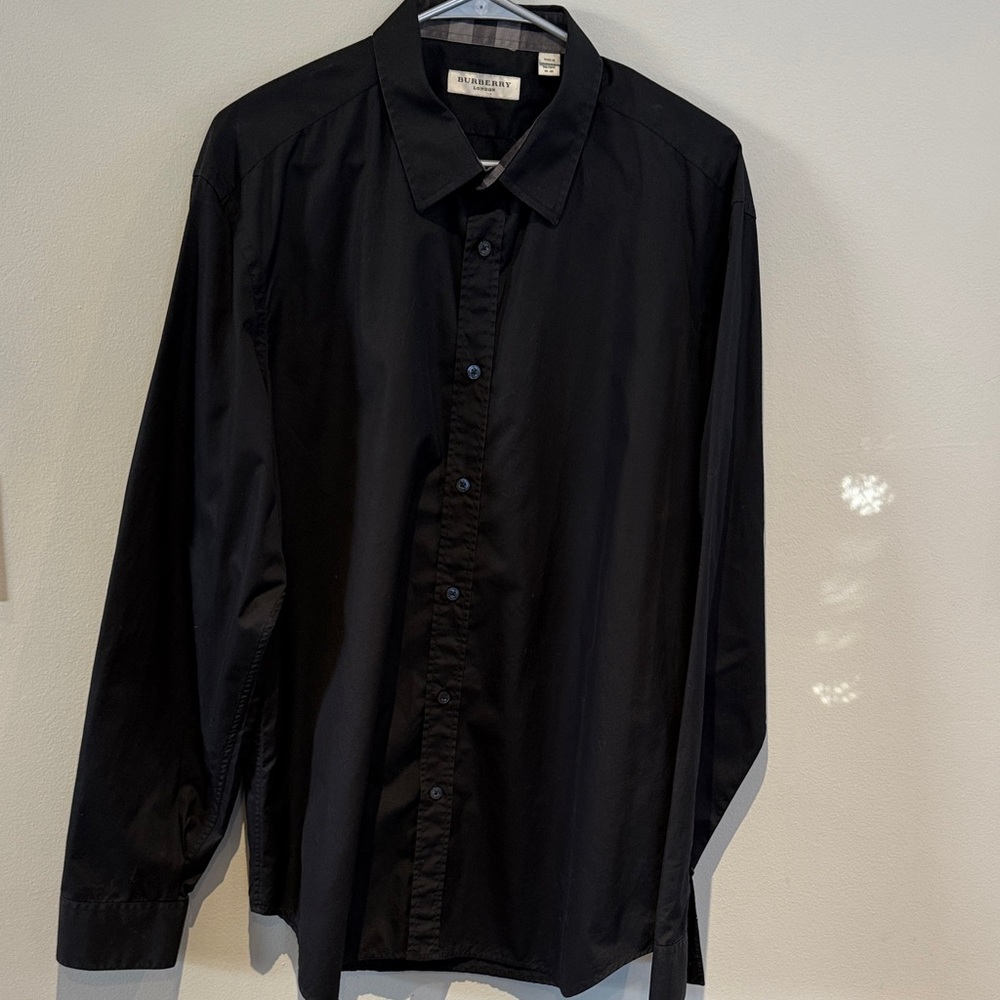 Burberry Black and Gray Plaid Collar Shirt